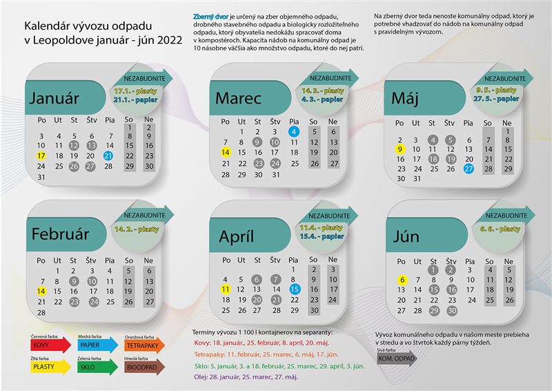 Vývozový kalendár 2022