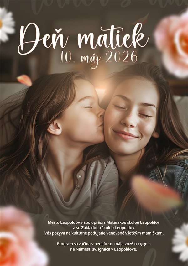 Deň matiek plagát, informácie v textovej podobe sú vyššie.