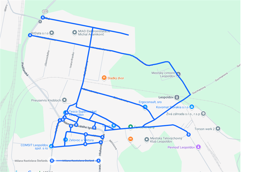 Mapa cistenia ciest