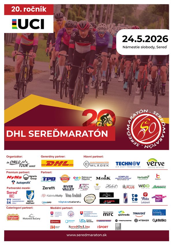 Plagát DHL SereďMaratón, informácie v textovej podobe sú v článku