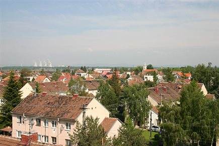Mesto Leopoldov pohľad z miestneho činžiaku